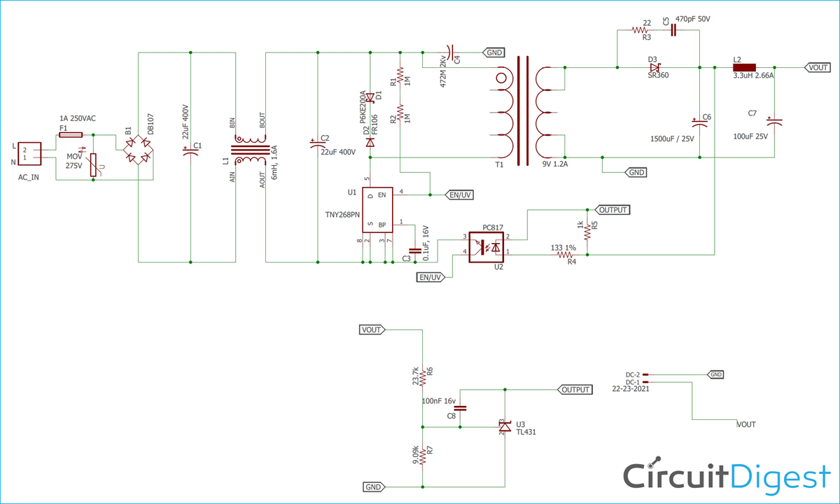 12V 1A SMPS Circuit Diagram