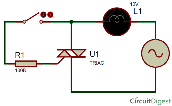 Simple TRIAC Switching Circuit Diagram