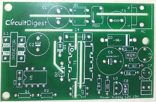 12v 1A SMPS Circuit PCB Front Side