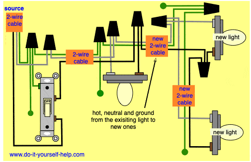 wiring diagram for adding new lights to an existing light fixture