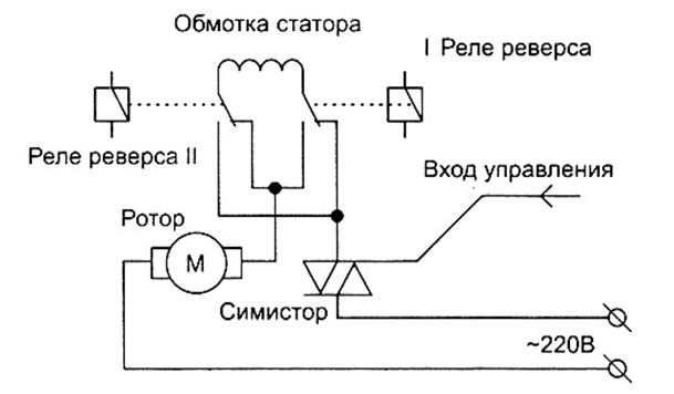 Схема управления работой электродвигателя