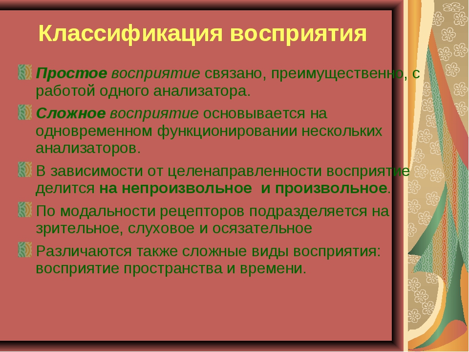 Специальный вид восприятия. Классификация восприятия. Классификация видов восприятия. Основные классификации восприятия. Классификация основных видов восприятия.