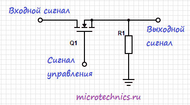 Схема ключа на полевом транзисторе.