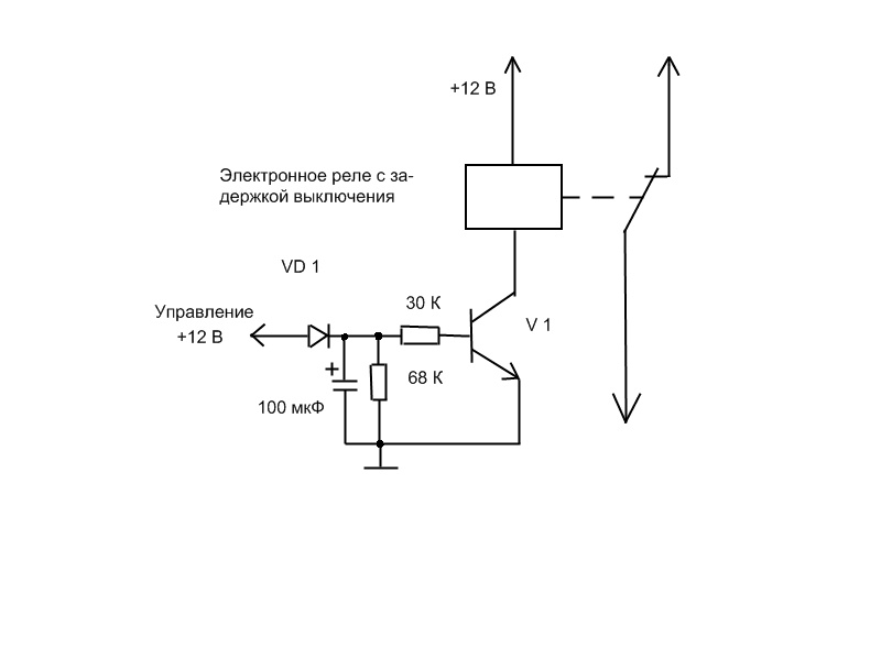 Задержка выключения реле 12в схема через конденсатор