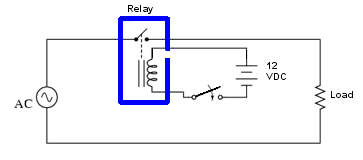 example circuit using a relay to power a 120v load