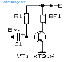 Схема простого УНЧ на одном транзисторе + конденсатор и резистор