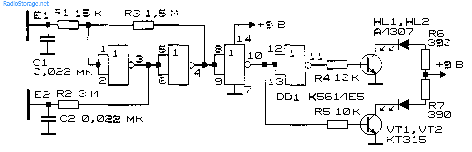 Схема сенсорного выключателя