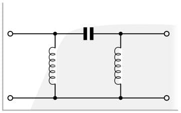 3 pole π LC RF high pass filter with high pass filter function shown behind